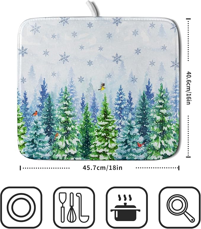 Winter Dish Drying Mat Forest Kitchen Mat - Image 2