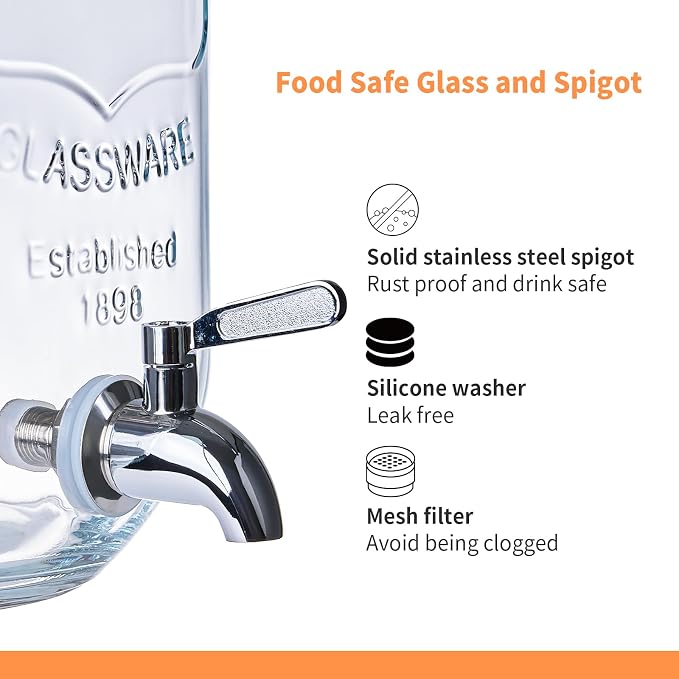 2 Pack1Gallon Glass Drink Dispenser - Image 5