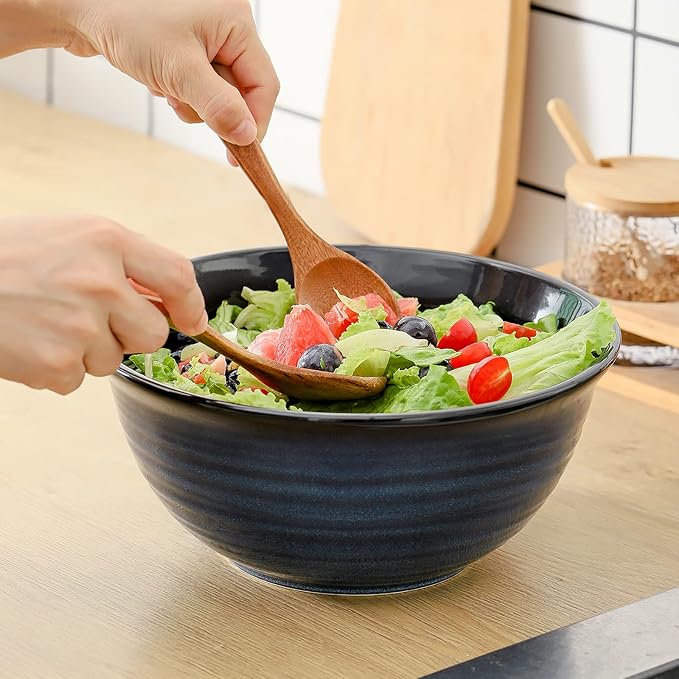 HASENSE Ceramic Serving Bowls, 9 Inch Large Salad Bowls - Image 5