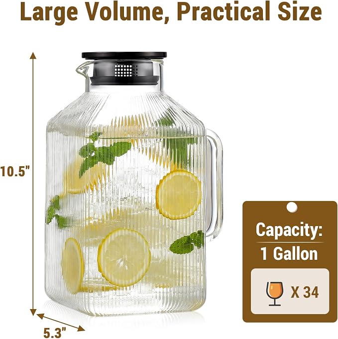 1 Gallon Square Glass Pitcher - Image 2