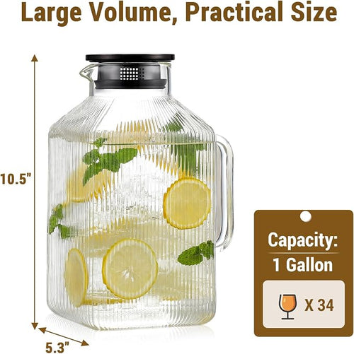 1 Gallon Square Glass Pitcher - Image 2
