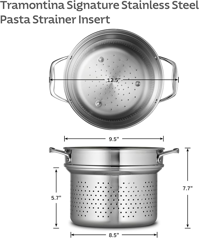 Tramontina Signature Stainless Steel Pasta Strainer Insert - Image 3