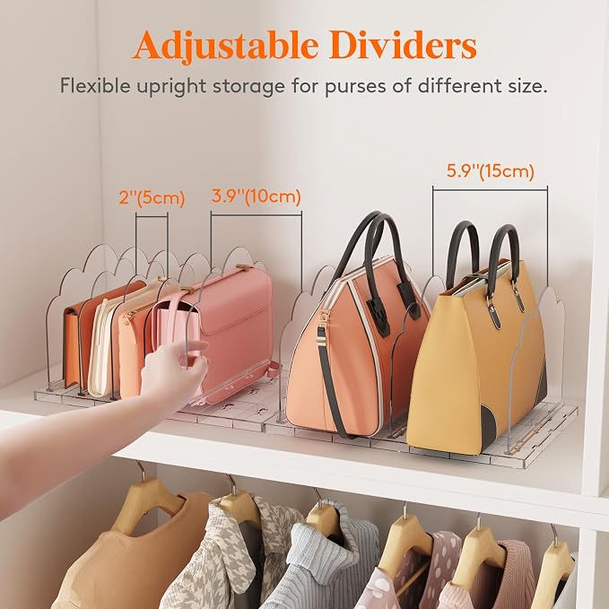 Lifewit Purse Organizer for Closet, Adjustable Clutch Purse Storage Organizer - Image 3