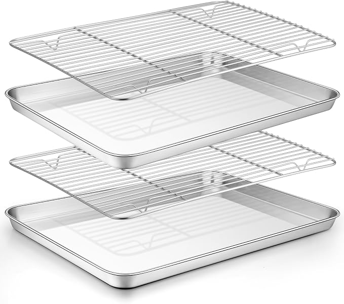 TeamFar Baking Sheet with Rack Set, Stainless Steel Baking Pan Cookie Sheet by TeamFar