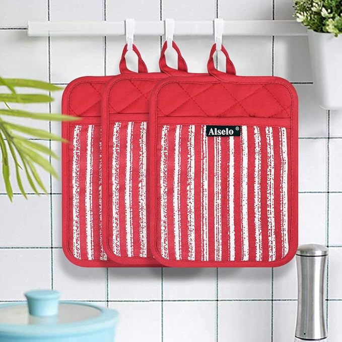 Alselo Silicone Pot Holders Set of 3 Heat Resistant & Non Slip Potholders - Image 7