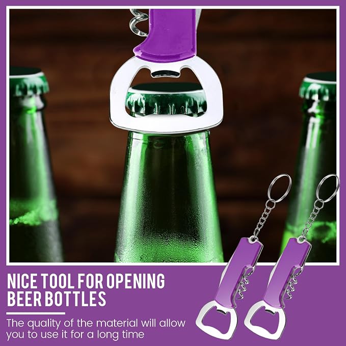 Ziliny 24 Pcs Bottle Opener Keychain Bulk Wine Bottle Beer Opener Keychain - Image 4