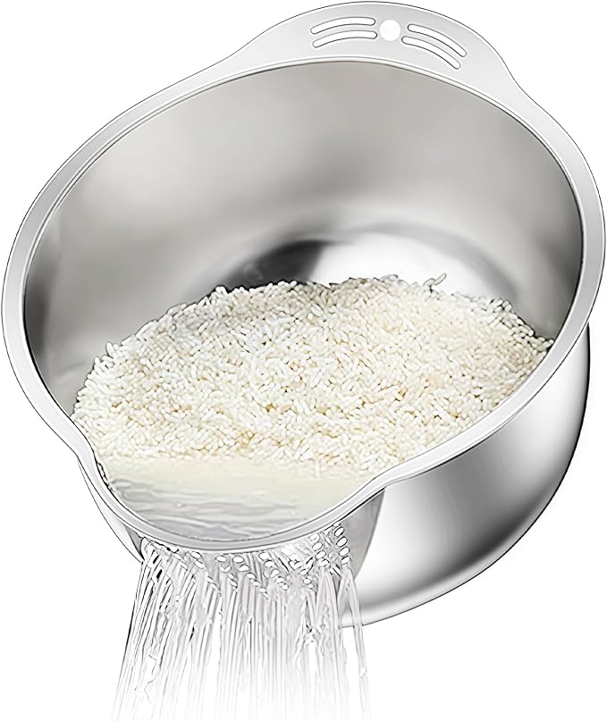 Rice Washer Strainer Bowl, Stainless Steel Washing Bowl by DOPMEPLifeHouse