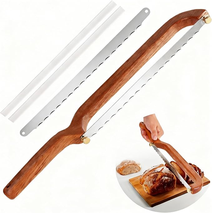 Uprichya Bread Knife for Homemade Bread Sourdough, Wooden Bread Bow Knife for by Unknown