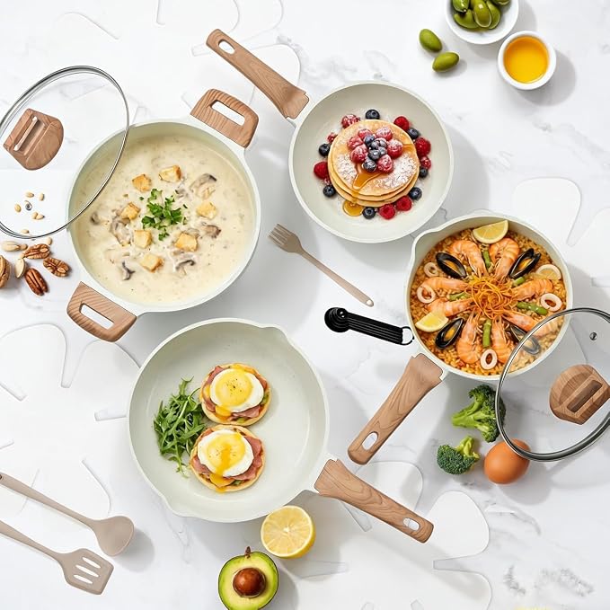 25 Pcs Pots and Pans Set, Nonstick & Non-Toxic Healthy Pots and Pans, - Image 2