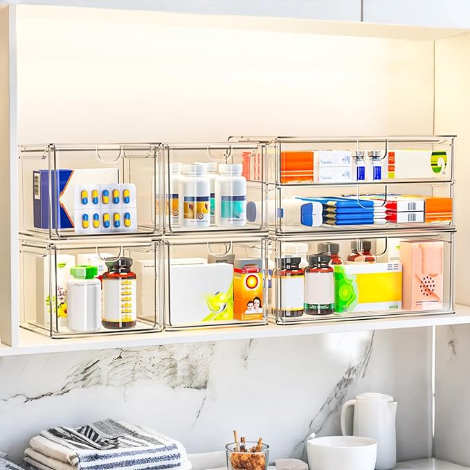 caktraie Acrylic Storage Drawers Set of 6, Plastic Organizer Bins - Image 5