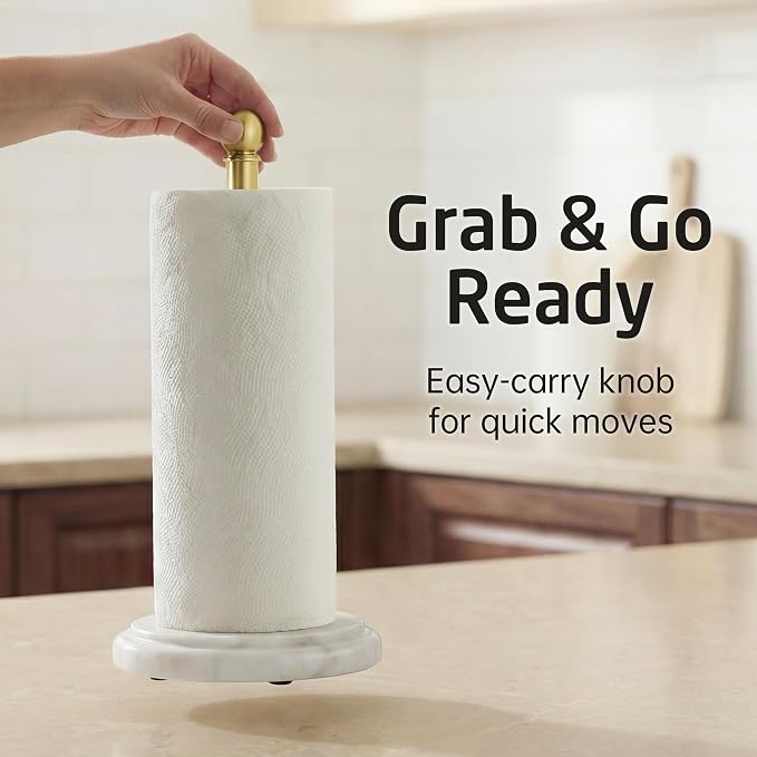 KES Brushed Gold Marble Paper Towel Holder Countertop - Image 8