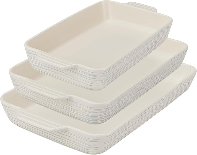 Pyrex 3-Piece Ceramic Bakeware Set, Nonstick Casserole Dish by Pyrex