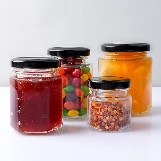 1.5 OZ Mini Hexagon Glass Jars, 48 Pack Empty Honey Jars Small Spice Jars - Image 7