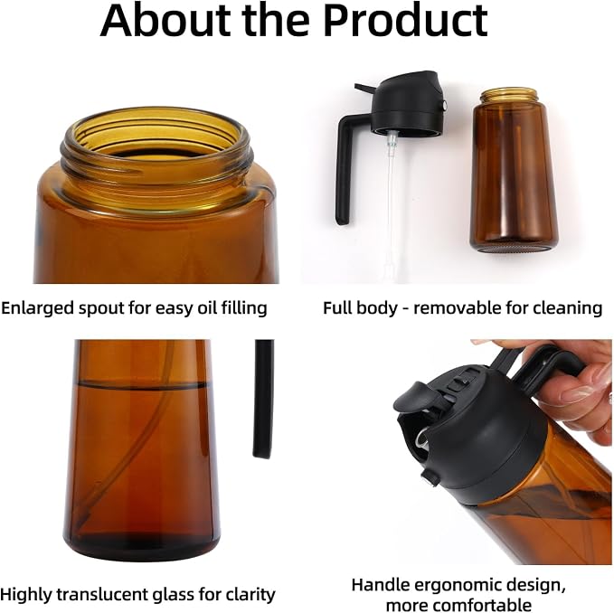 Aovdy 16oz/470ml Glass Oil Dispenser & Sprayer - Image 4