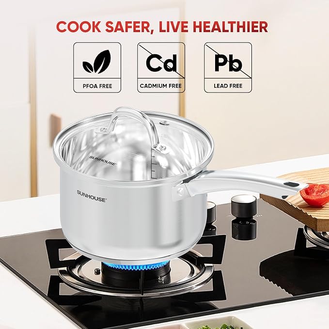 SUNHOUSE – 2 Quarts Stainless Steel Sauce Pan - Image 7