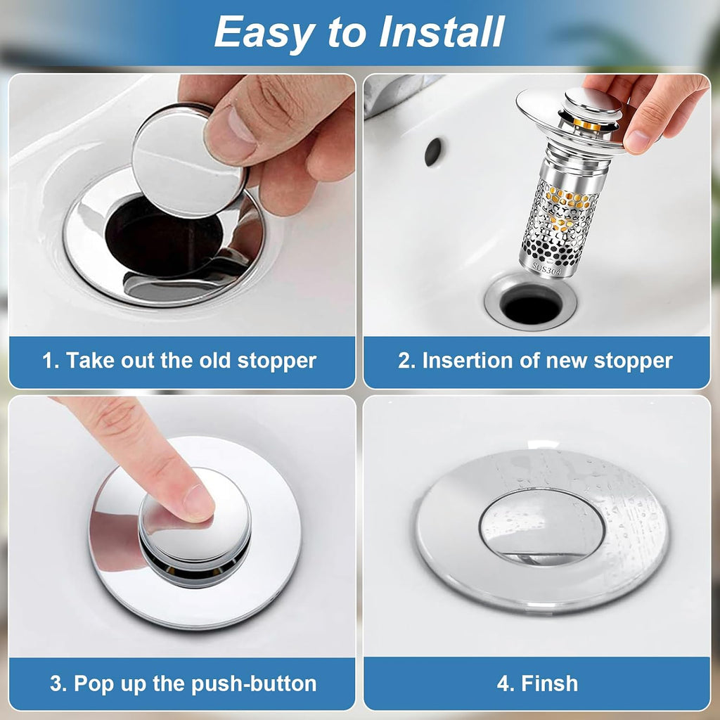 Bathroom Sink Stopper, Pop-up Bathroom Sink Drain Strainer Stopper