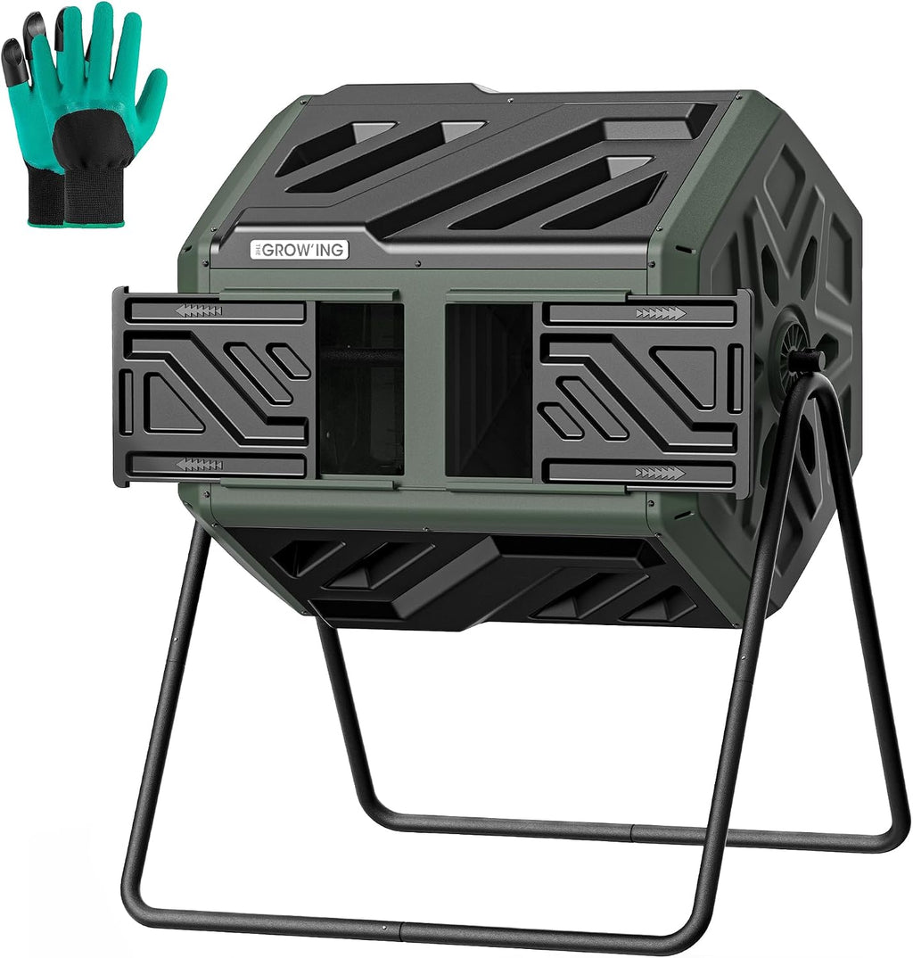 THE Growing 43 Gal Outdoor Compost Bin Tumbler for Backyard Garden
