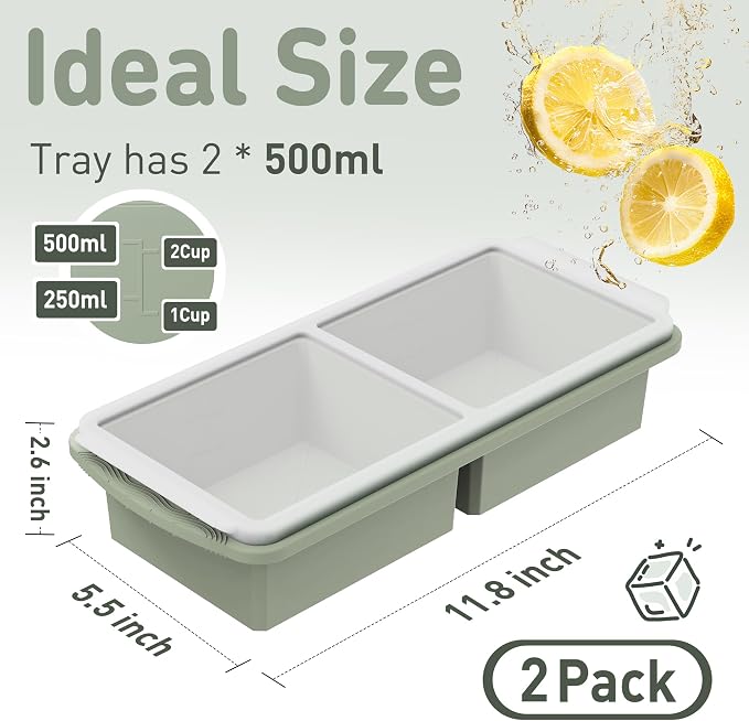 Silicone Freezer Tray with Lid Soup Freezer Container Molds with Steel - Image 2