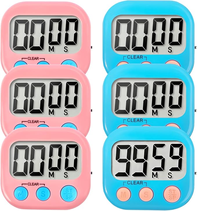 6 Pack Digital Kitchen Timer Small Classroom Timers by VOULOIR