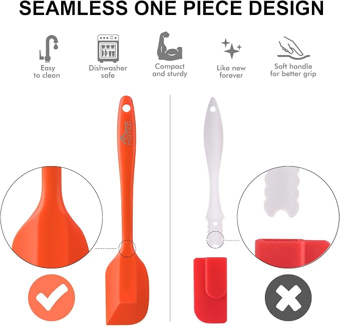 HOTEC BPA Free Heat Resistant Silicone Spatula Set Kitchen Utensils - Image 6