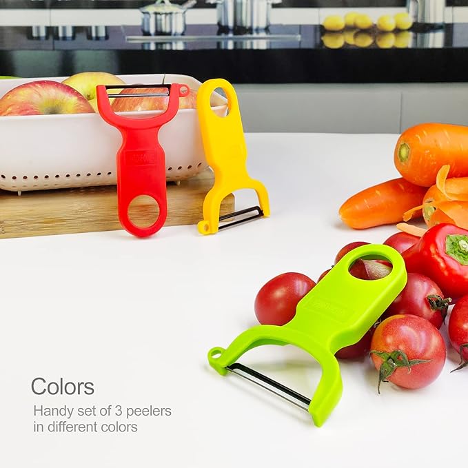 Original Vegetable Peeler Carbon Steel Blade 3-Pack Red/Green/Yellow - Image 5
