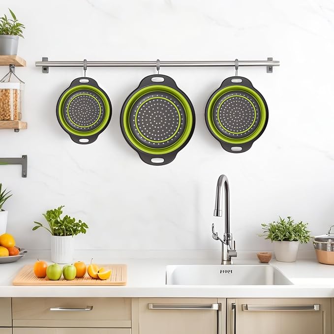 Collapsible Colander 3-Pack Set Space-Saving Foldable Kitchen Strainer - Image 7