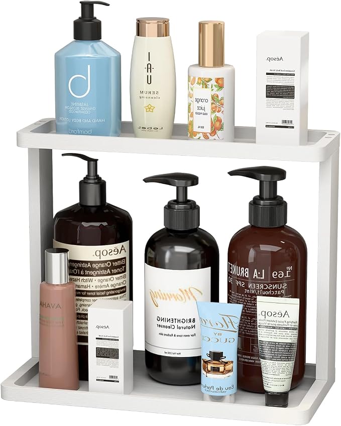 PEKER Bamboo Bathroom Organizer Countertop – Small Vanity Storage Shelf by Unknown