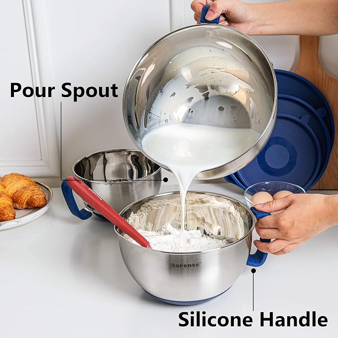 Rorence Mixing Bowls Set: Stainless Steel Non-Slip Bowls - Image 6