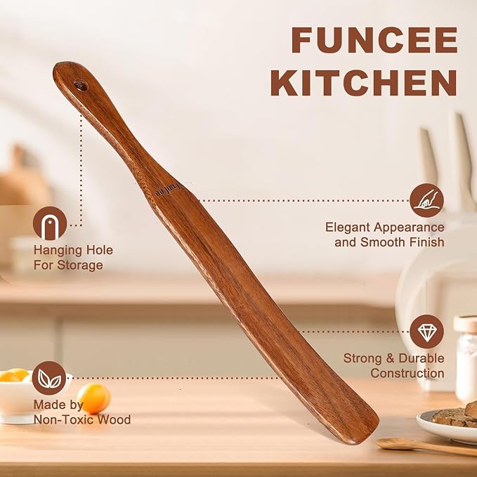 2 Pack Wooden Spurtle for Sourdough Starter, Reaching Bottom of Jar, Dough Whisk - Image 8