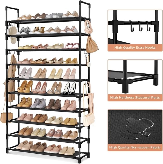 LANTEFUL Tall Shoe Rack 10 Tier Shoe Organizer Large Shoe Shelf - Image 4