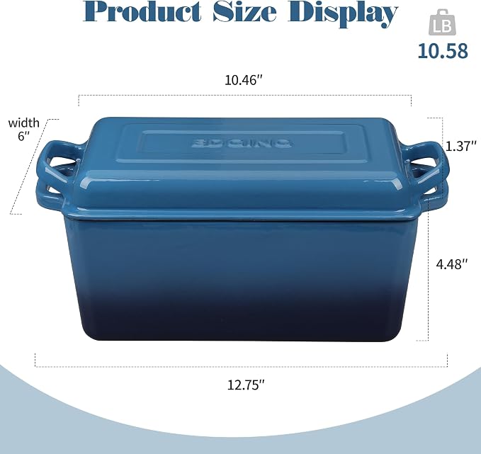 EDGING CASTING Enameled Cast Iron Dutch Oven, Oblong Bread Oven - Image 2