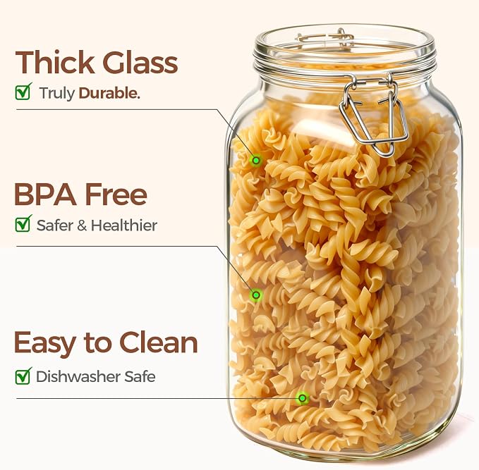 ComSaf 3-Pack 78oz Large Square Airtight Glass Jars - Image 5
