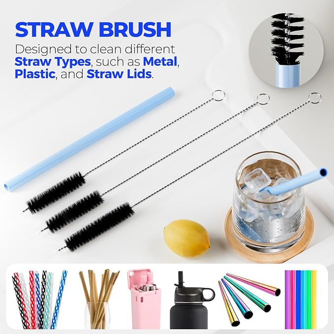 Holikme 6 Pack Bottle Brush Set, 3 Straw Brushes, 3-in-1 Bottle Cleaning Brush - Image 4