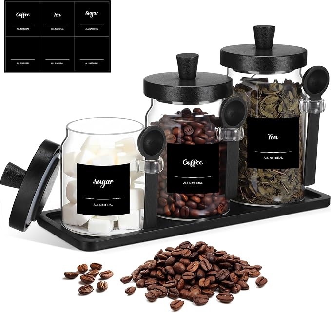 Suclain 3 Pcs Glass Coffee Container by Suclain
