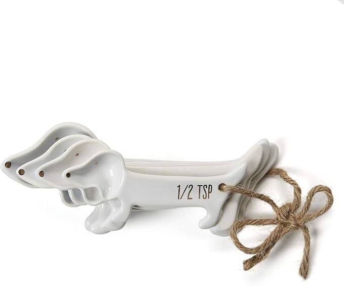 VOTUM White Dachshund Ceramic Measuring Spoon Set – Set of 4 Cute Weiner Dog - Image 6