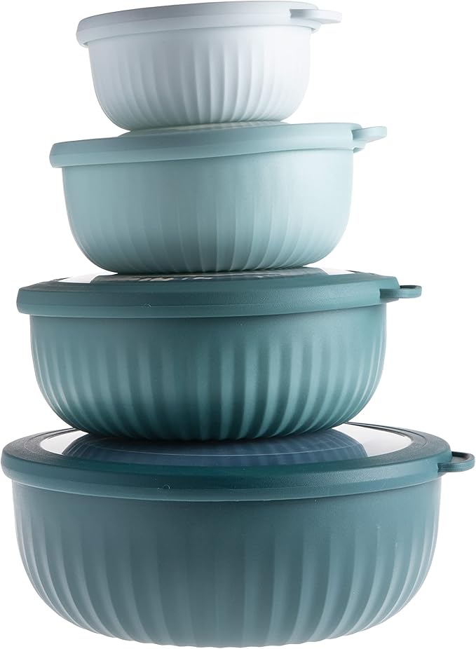 COOK WITH COLOR Prep Bowls with Lids- Wide and Deep Nesting Plastic Small by CookwithColor