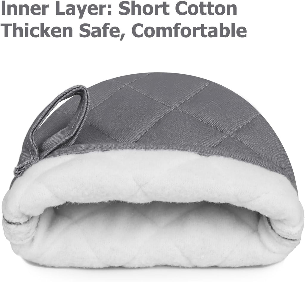Goldmeet Mini Oven Mitts 2-Pack, 7"x5.5", 500°F Silicone Grip, Cement