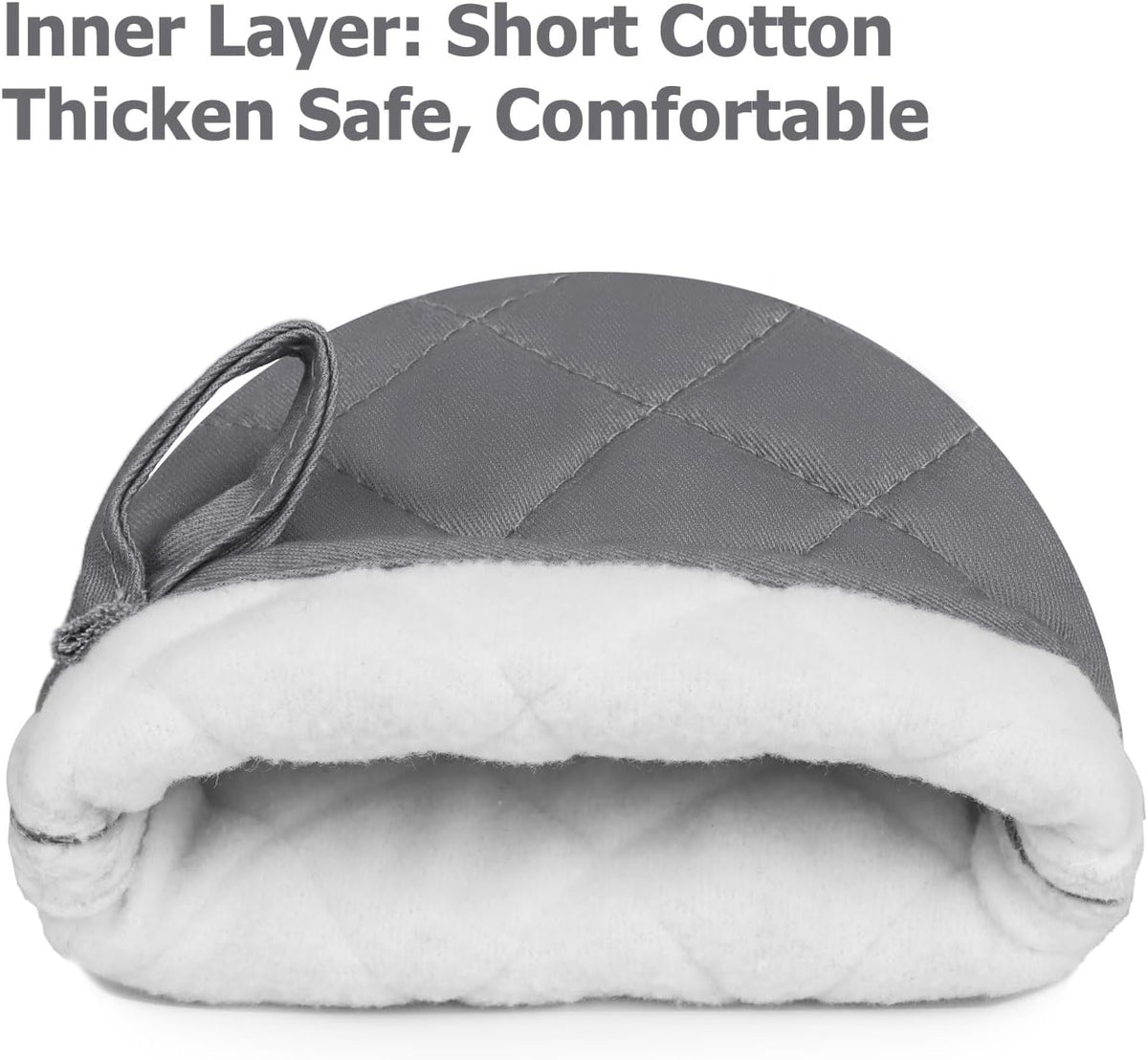 Goldmeet Mini Oven Mitts 2-Pack, 7"x5.5", 500°F Silicone Grip, Cement