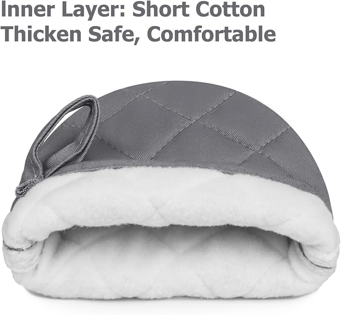 Short Oven Mitts, Heat Resistant 500°F, Silicone Grip Kitchen Gloves, Non-Slip - Image 4