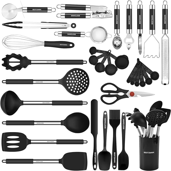 Kitchen Utensils Set-Silicone Cooking Utensils-32 pcs Non-Stick Silicone by BESTZMWK