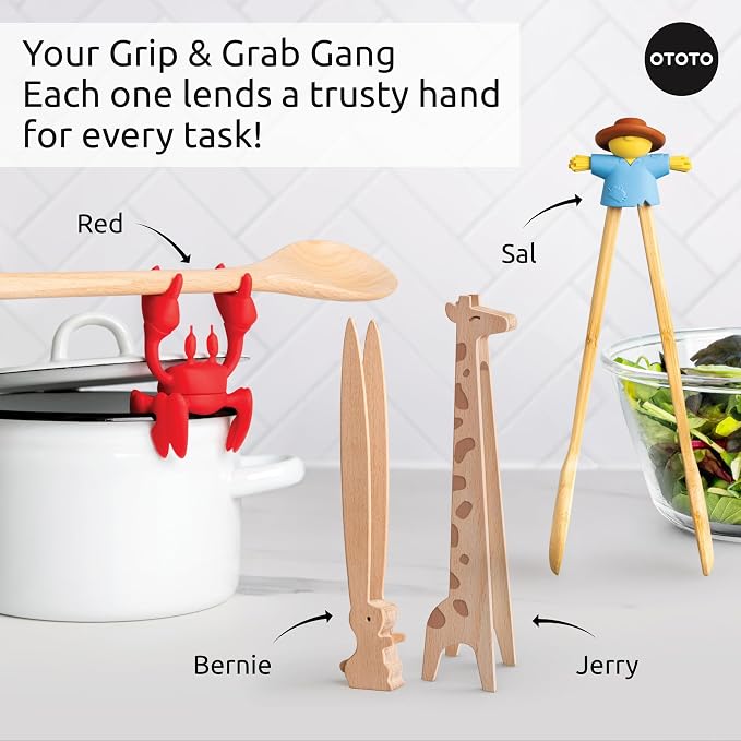 NEW - OTOTO Sal Scarecrow Salad Tongs - Wooden Tongs Set, Food Safe Toaster - Image 8