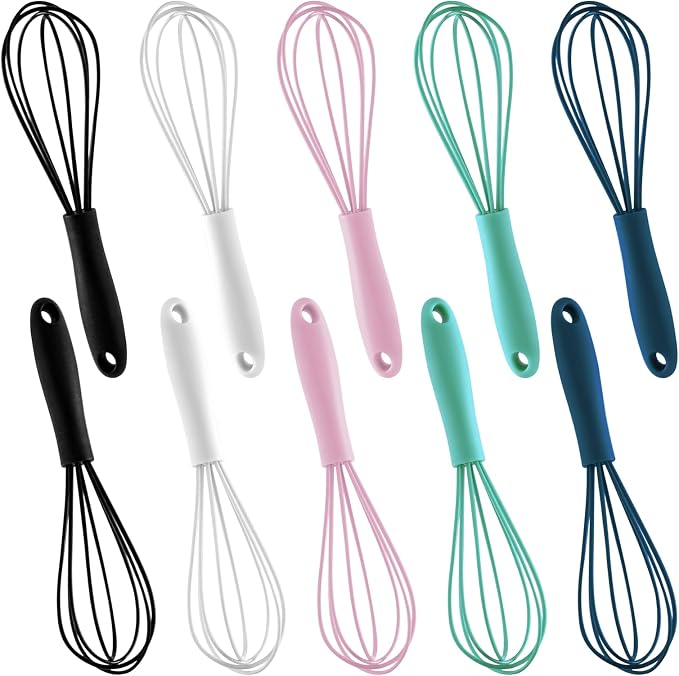10-Piece Mini Multicolor Silicone Whisks, Heat-Resistant Up to 500°F by LAPXSNZD