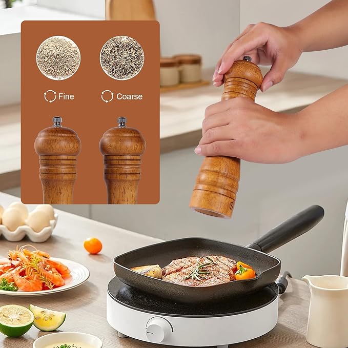 DEBETOOL Wooden Salt and Pepper Grinder Set - Image 3
