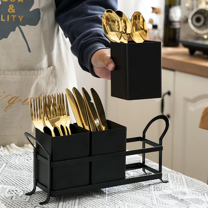 NelyBet Flatware, Kitchen Utensil & Silverware Caddy Organizer Bin Holder - Image 4
