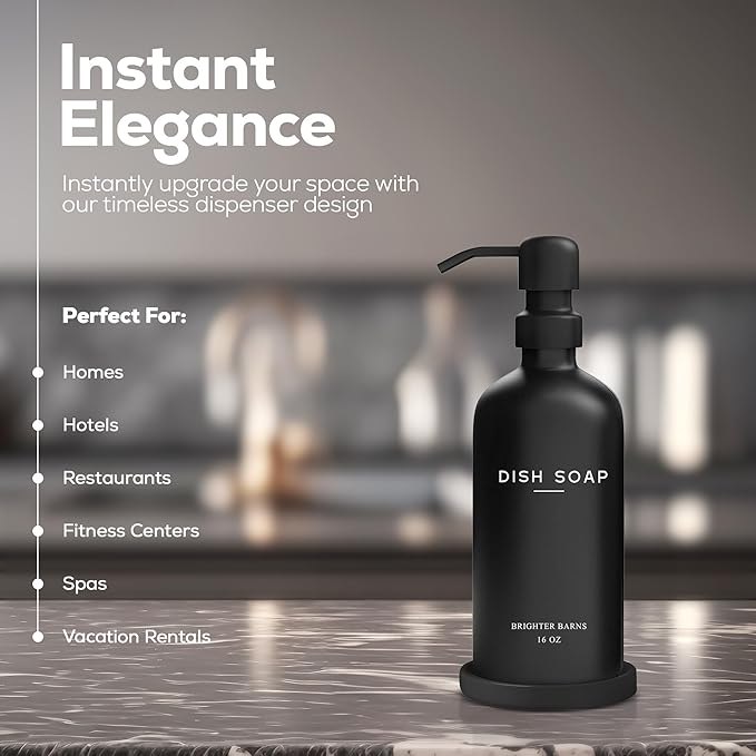 Black Glass Dish Soap Dispenser - Image 2