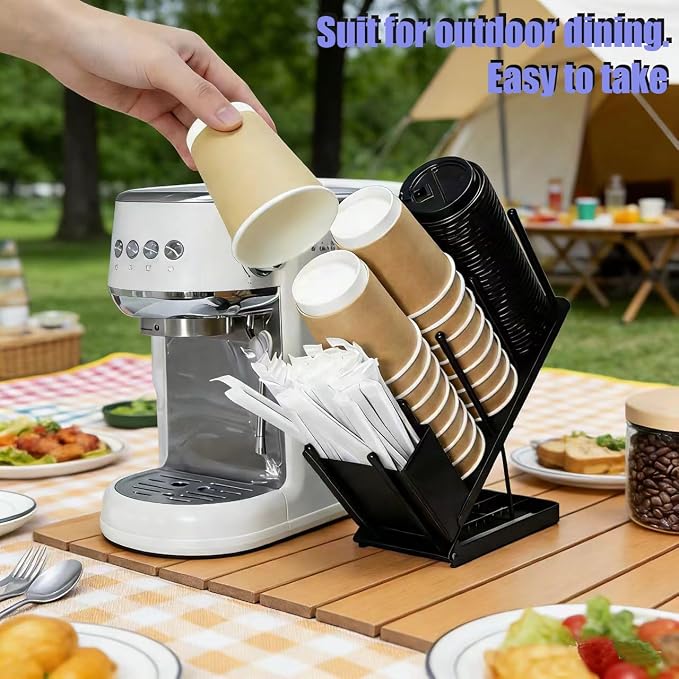 Adjustable Coffee Cup and Lid Holder, Disposable Cup Dispenser Organizer Stand - Image 6