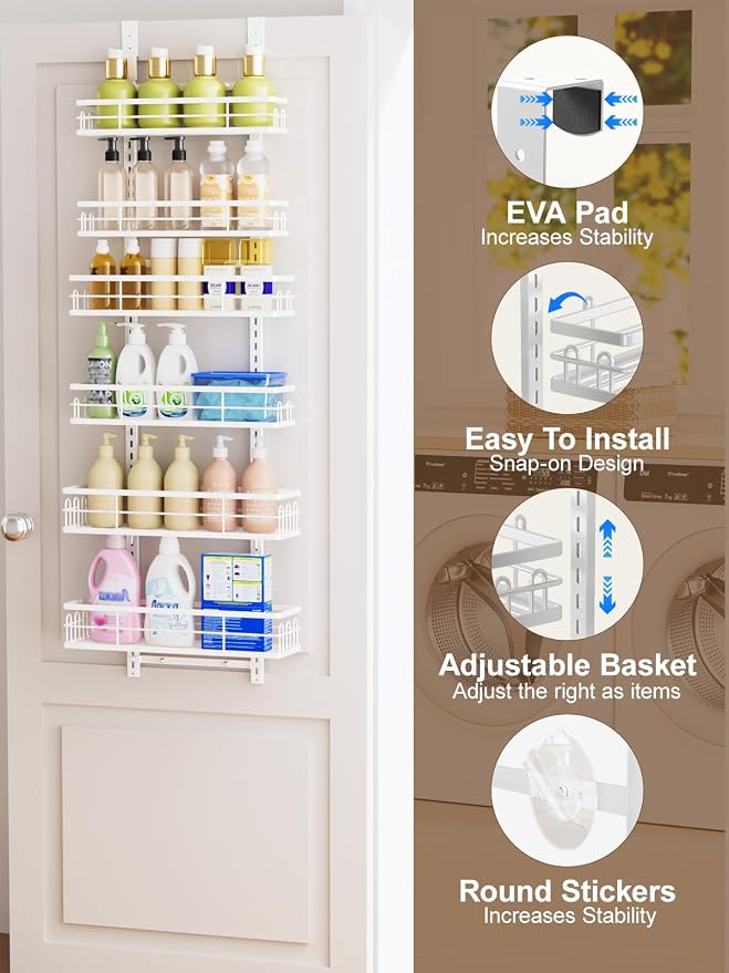 Delamu Over the Door Pantry Organizer, 6 Tier Pantry Door Organizer - Image 3