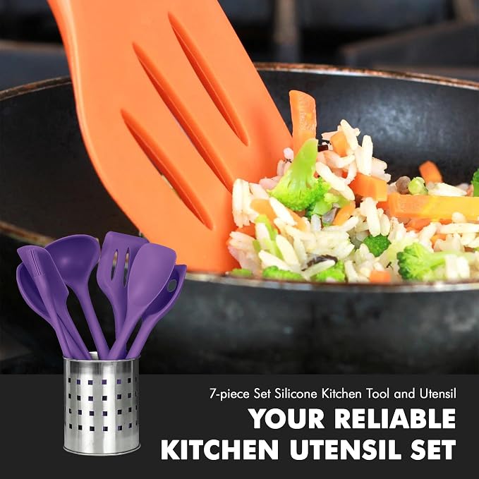 Chef Craft Premium Silicone Kitchen Tool and Utensil Set, 7 Piece - Image 5