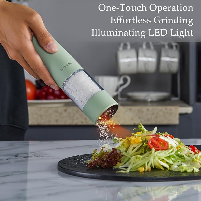 TLYSXPRO Electric Salt and Pepper Grinder Set, USB Rechargeable, Automatic Salt - Image 2