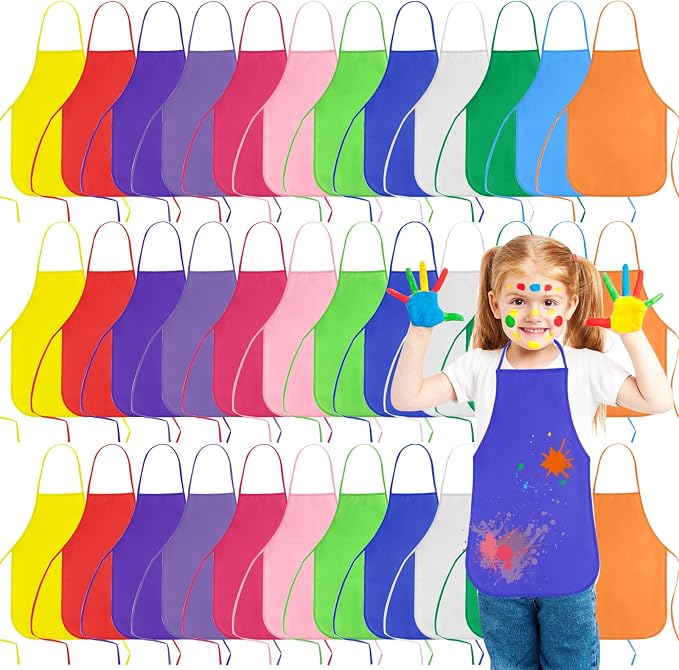KUUQA 16/24/30/36/40Pcs Kids Apron Painting Aprons by KUUQA